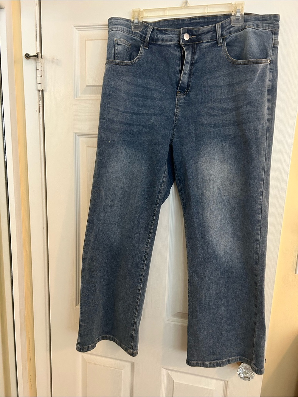 Women's Wide-Leg Blue Denim Jeans - Flare Style